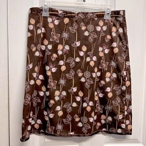 Old Navy Brown Pink Floral Print Just Blow Waist Cotton Pencil Skirt Size 8
